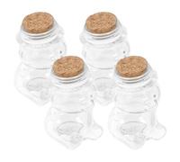 BUTIFULSIC 4pcs Bear Shape Glass Storage Bottles for Candy and Dry Food, Convenient Packaging Keeps Food Fresh, Creative Sealed Jars for Households and Storage Accessories