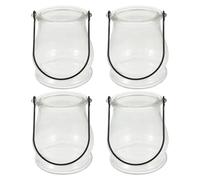 BUTIFULSIC 4pcs Glass Candle Stands with Handles for Flower Cultivation and Candle Holder Use, Modern Romantic Style Hanging Planters Suitable for Party and Hotel Decoration