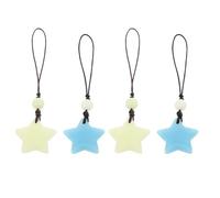 BUTIFULSIC 4pcs Glow the Dark Star Phone Keychain Charm Lanyard with Plastic and Braided Rope Portable and Antitheft Phone Strap for Backpack Hanging