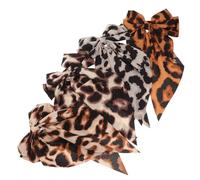 BUTIFULSIC 4pcs Leopard Print Hair Bow Oversized Bowknot Hair Clips Satin Leopard Bow Hairpins for Women Girls Ponytail Decorations