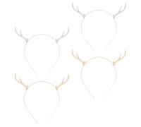 BUTIFULSIC 4pcs Silver Alloy Christmas Headband Set with Realistic Antlers, Lightweight Xmas Hair Hoop Headpiece for Festive Occasions and Holiday Parties