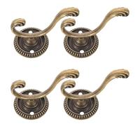 BUTIFULSIC 4pcs Vintage Zinc Alloy Coat Hooks in Golden Finish, Space Efficient Multipurpose Storage Hooks for Keys and Jackets, for Bathrooms and Entryways with Classic American Country
