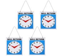 BUTIFULSIC 4pcs Will Return Clock Door Hanger Sign with Adjustable Clock and Versatile Use Plastic Materials for Commercial Setting and Schools