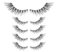 BUTIFULSIC 5 Pairs Fake Eyelashes Black Classic Style Lightweight Comfortable False Lashes for Natural Look Makeup Suitable for Attending Parties and Everyday Life