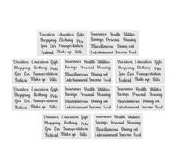 BUTIFULSIC 5 Sets Black PVC Adhesive Letter Stickers for Money Management and Classification, Self-Adhesive Budget Labels with Classic Colours and Unique Font Design, for Cash Envelope