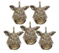 BUTIFULSIC 5pcs Antique Brass Pig-themed Bell Pendants Animal Charms for Keychains Backpack Zipper Accessories DIY Crafting Lightweight Decorative Bells with Resonant Chime