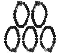 BUTIFULSIC 5pcs Men's Black Beaded Warrior Helmet Bracelet with Frosted Stone, Snug Fit and Resists Fading, Stylish Bold Statement Jewelry for Daily Commute and Gatherings