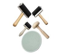 BUTIFULSIC 5pcs Printmaking Tool Set with Ergonomic Plastic Baren Rubber Ink Rollers Wooden Mushroom Roller for DIY Art Craft Stamping Comfortable Grip Craft Tools for Artists and Beginners