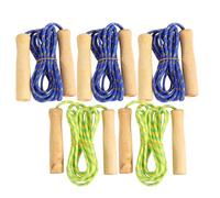 BUTIFULSIC 5pcs Wooden Handle Jump Rope for Exercise and Sports, Sturdy Design with Polyester Rope, Suitable for Beginners and Playing Outdoors at Home Random Color