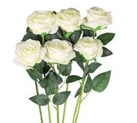 BUTIFULSIC 6pcs Artificial Silk Flower Decor White Simulated Flower Ornament Long-lasting No Need to Water for Photography Prop or Home Decor
