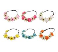 BUTIFULSIC 6pcs Bohemia Floral Headbands Lightweight Comfortable Cloth Flower Headband Set for Weddings and Evening Parties, Elegant Chic Hawaiian Style Hair Accessories
