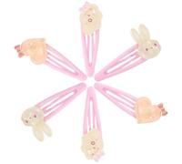 BUTIFULSIC 6pcs Pink Heart Cloud and Rabbit Hair Clips for Comfortable Metal Snap Barrettes to Manage Side Bangs Cute Hair Accessories for Valentine's Day