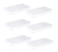 BUTIFULSIC 6pcs Plastic Tabletop Organizer Boxes with Lids Rectangular Sundries Storage Containers for Home Office Makeup Jewelry Crafts Photo Sorting and Small Item Organization