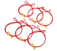 BUTIFULSIC 6pcs Red Hair Ties for Women and Stretchy Ponytail Holders with Secure Hold and Festive Horse Pendant Design, for Chinese New Year Party Favour Or Sports Activities