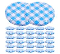 BUTIFULSIC 80pcs Blue Plaid Canning Lids for Mason Jars and Bottles, Tinplate Sealed Design with Versatile Use, for Home and Commercial Use, Decorative and Leakproof Jar Covers