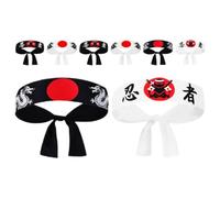 BUTIFULSIC 8pcs Japanese Headband Men Traditional Japanese Headband Design Polyester Tie on Versatile Use for Karate Cooking Sushi Chef Costume