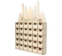 BUTIFULSIC Advent Calendar and Creative Eid Mubarak Themed Desktop Decoration Ramadan Wood with Drawers Wooden Countdown Calendar Featuring Timely Reminders for Home and Counter