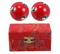 BUTIFULSIC Baoding Hand Balls in Brocade Present Box with Soothing Chiming Sound 1 Pair Red Enamel Chinese for Stress Relief and Hand Therapy Promotes Joint Flexibility for Elderly