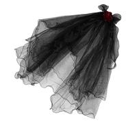 BUTIFULSIC Black Lace Ghost Bride Headpiece with Red Roses Halloween Season | Fabric Vintage Gothic Style, Lightweight Comfort and Secure Fit for Women, Theatre Performances and Costumes