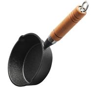 BUTIFULSIC Cast Iron Oil Boil Pot Small Kitchen Pan with Efficient Heat Conductivity and Beech Handle, for Cooking Eggs and Vegetables at Home Or Restaurants