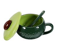 BUTIFULSIC Ceramic Avocado Mug with Handle and Spoon Cute Drinking Cup for Office and Home, for Holding Milk and Hot Chocolate