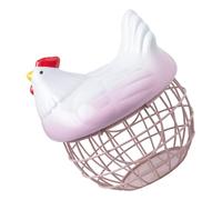 BUTIFULSIC Ceramic Hen-shaped Egg Basket with Lid Pink Gradient Food Storage Container Kitchen Fruit Vegetable Organizer Household Storage Basket