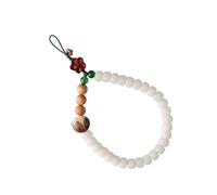BUTIFULSIC Chinese Style Short Mobile Phone Strap Wrist Lanyard with Vintage Lotus White Jade Beads Secure Anti-lost Phone Chain for Hiking Jogging Cycling Office and Travel Use