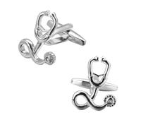 BUTIFULSIC Creative Silver Stainless Steel Cufflinks Sleeve Nail for Men, Fashion Shirt Accessories with Stethoscope Design, Sturdy and Aesthetical for Formal Occasions and Birthday Parties