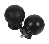 BUTIFULSIC Curtain Rod End Caps Curtain Rod Cap End Decorative Finials Ball-shaped Plastic 2pcs Black for Window Drapery Rods