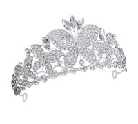 BUTIFULSIC Delicate Butterfly Princess Crown Rhinestone Hair Accessory for Brides and Women, Silver Zinc Alloy Comfortable Headband with Rhinestone Embellishments, for Prom and Parties