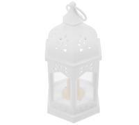 BUTIFULSIC Elegant White Iron and Glass Candle Holder Lantern for Christmas Decorations, Reusable Decorative Candle Stand with Delicate Design, for Special Occasions and Kitchen Decor