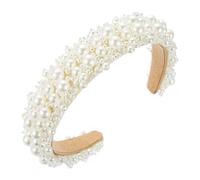 BUTIFULSIC Elegant White Pearl and Crystal Hair Hoop Headband for Wedding and Photo Props Baroque Style Bridal Hair Accessories for Ladies