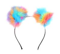 BUTIFULSIC Fluffy Ball Ear Headband Hair Accessories for Little Lightweight Plush Metal Material Comfortable to Wear Fun Trendy Style Suitable for Masquerade Ball and Party