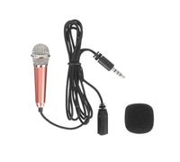 BUTIFULSIC Hand-held Miniature Microphone Voice Recording for Singing No Battery Required Compatible with Singing Or Recording Applications Stainless Steel Sponge Polyester Golden Colour