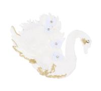 BUTIFULSIC Large White Swan Flower Embroidery Patch with Beads, Sew-On Applique for Clothing Decoration, Craft Embellishment Suitable for Jackets, DIY Sewing Accessories