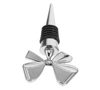 BUTIFULSIC Leakproof Wine Covers Bowknot Wine Bottle Stopper Reusable Zinc Alloy and Silicone Material Universal Fit for Shower and Table Decoration Silver