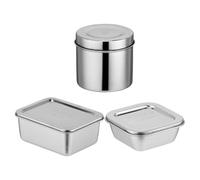 BUTIFULSIC Lunch Boxes Storage Boxes with Lid Stainless Steel 3pcs Practical and Safe Household Food Containers Non-Chemical Material and Sturdy Silver for Snacks on The Move