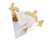 BUTIFULSIC Natural White Crystal Pyramid Ornament Attracts Positive Energy and Removes Negative Energy with Golden Finish, Dual Pyramid Structure for Office Decor or Window Sill Display