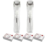 BUTIFULSIC No-Mark Desktop Stapler with Reusable Document Clamps and 200Pcs Refill Paper Clips, Office File Binding Tool for School and Work Paper Organization Random Style