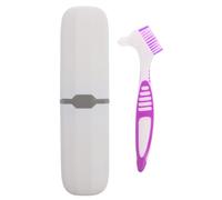 BUTIFULSIC Portable Denture Cleaning Brush Double Toothbrush Set with Storage Case for Travel and Outdoor Activities, Pp Material, Versatile Use for Fake Teeth and Oral Care