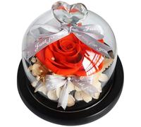BUTIFULSIC Preserved Single Eternal Rose Dome Romantic Valentine’s Day Ornament Artificial Rose Decoration for Home Décor Random Color