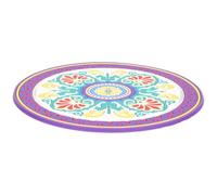 BUTIFULSIC Protective Violet Tone Bowl Cushion with Delicate Flower Prints Pattern Lightweight PVC Mat for Meditation Use Suitable for Sound Bowls in Religious and Relaxation Practices