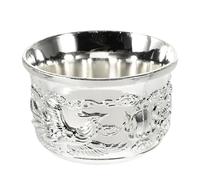 BUTIFULSIC Retro Metal Liquor Cup Solid Zinc Alloy Construction and Embossed Vintage Design Easy to Hold Small Tea Cup Suitable for Bar and Giving