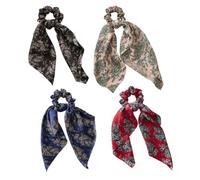 BUTIFULSIC Satin Ribbon Hair Ties Keep Hair in Place with Printed Design 4 Pcs and Easy to Match Outfits Ponytail Holders for Everyday Wear for Women