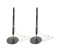 BUTIFULSIC Secure Counter Pen with Chain 0.5Mm Black Ink and Metal Pen Holder for Wedding Signing and Reception Desk Use