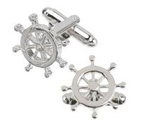 BUTIFULSIC Ships Wheel Copper Cufflinks for Men, Stylish and Comfortable Male Shirt Accessories, Silver Tone, for Casual Events and Carnival