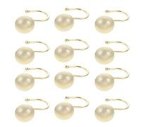 BUTIFULSIC Shower Curtain Hooks 12pcs Frosted Decorative Semicircle in Golden Iron, Strong and Not Easily Deformed, for Bathroom Curtain Hanging Accessories