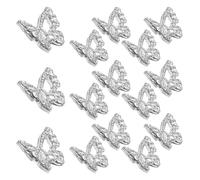 BUTIFULSIC Silver Butterfly Versatile Art Accessories Nail Charms for Acrylic Nails 50pcs Metal Alloy Rhinestone Decorations with Unique Filigree Design Easy to Apply for Crafts and Party