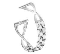 BUTIFULSIC Silver Smart Watch Strap Replacement Band for X Type Fitness Rhinestone Inlaid Design Fit Wrist Compatible with Smart Bracelets