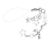 BUTIFULSIC Silver Sparkling Bow Phone Chain Charm for Women, Decorative Cellphone Strap Charm Cute Pentagram Pendant, Stylish Phone Accessory for Daily Use